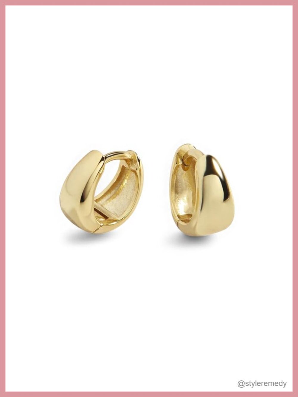 Teardrop Huggie Hoop Earrings 18K Gold Plated Stainless Steel CZ